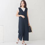 ネイビー | バックリボン 綿麻 オールインワンバックリボン 綿 麻 綿麻 洗濯 洗える | Pierrot