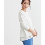 オフホワイト | フリルデザインTシャツ Tシャツ カットソー 長袖 バックフレア フリル 長袖 | Pierrot