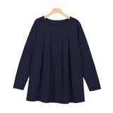 ネイビー | ペアスキンタックフレアブラウス ペアスキン ブラウス フレア | Pierrot