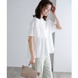 オフホワイト | 綿100％ ギャザーフリルスリーブTシャツ Tシャツ | Pierrot