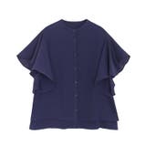 ネイビー | フレアスリーブシアー楊柳ブラウス ブラウス シアー | Pierrot