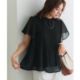 ブラック | フレアスリーブプリーツブラウス ブラウス シフォン | Pierrot