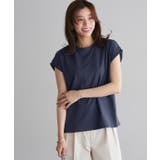 ネイビー | ネックが選べる綿100%フレンチスリーブベーシックTシャツ Ｔシャツ フレンチ | Pierrot