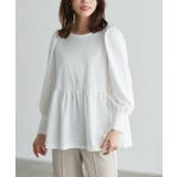 オフホワイト | ペアスキンパフスリーブペプラムブラウス ブラウス パフスリーブ | Pierrot