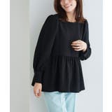 ブラック | ペアスキンパフスリーブペプラムブラウス ブラウス パフスリーブ | Pierrot
