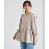 グレージュ | ペアスキンパフスリーブペプラムブラウス ブラウス パフスリーブ | Pierrot