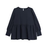 ネイビー | ペアスキンパフスリーブペプラムブラウス ブラウス パフスリーブ | Pierrot