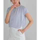 サックス | シアー楊柳ギャザーブラウス ブラウス シアー | Pierrot