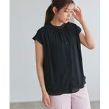 ブラック | シアー楊柳ギャザーブラウス ブラウス シアー | Pierrot