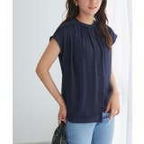 ネイビー | シアー楊柳ギャザーブラウス ブラウス シアー | Pierrot