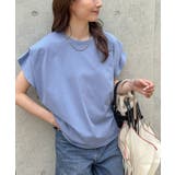 ブルー | 軽撥水 防汚タックスリーブドルマンTシャツ Tシャツ | Pierrot