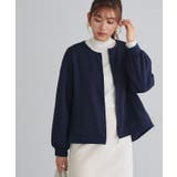 ネイビー | ペアスキンベロアバックフリルブルゾン ブルゾン アウター | Pierrot