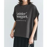 チャコール×オフホワイト | パールロゴドルマンコットンTシャツ Tシャツ 綿100% | Pierrot