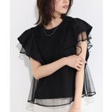 ブラック | チュールドッキングフレアコットンTシャツ Tシャツ 綿100% | Pierrot