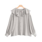 グレー | フリルカラーブラウス ブラウス フリル | Pierrot