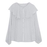 ライトグレー | シアードットフリルカラーブラウス ブラウス シアー素材 | Pierrot