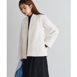 オフホワイト | メルトンVネックノーカラーショートコート コート ショートコート | Pierrot