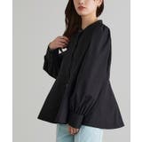 ブラック | パフスリーブペプラムブラウス ブラウス ペプラム | Pierrot