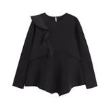 ブラック | フリルドッキングダンボールフレアプルオーバー プルオーバー フリル | Pierrot