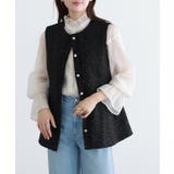 ブラック | ラメツイードペプラムジレ ラメ ペプラム | Pierrot