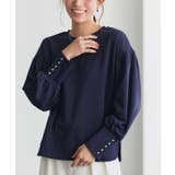 ネイビー | 選べる袖ボタンポンチプルオーバー カットソー パールボタン | Pierrot