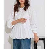 オフホワイト | バンドカラーバルーンペプラムブラウス ブラウス ペプラム | Pierrot