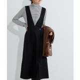 無地/ブラック | 無地と柄から選べるラップ風ジャンパースカート ジャンパースカート ジャンスカ | Pierrot