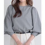 チェック/ブラック | ボリュームスリーブ柄ブラウス ブラウス 大人 | Pierrot