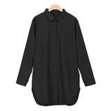 ブラック | ポケット付きシンプルシャツトップス シャツ レイヤード サイドスリット | Pierrot