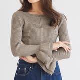 杢ベージュ | 袖フレアリブニット ニット リブニット ケーブルニット 袖フリル 袖フレア | Pierrot