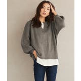 モカーキ | キーネックケーブルニット キーネック ケーブルニット リブニット ドルマンスリ | Pierrot