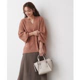 アーモンドオレンジ | キーネックケーブルニット キーネック ケーブルニット リブニット ドルマンスリ | Pierrot