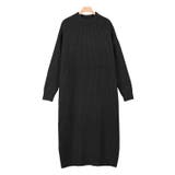 ブラック | ハイネックロングニットワンピース ニット ニットワンピ ニットワンピース | Pierrot
