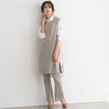 グレージュ | ロングリブニットセットアップ ロング リブ ニット リブニット ニットパンツ | Pierrot