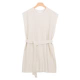 アイボリー | ベルト付きクルーネックニットベスト ニット ベスト ニットベスト クルーネック | Pierrot