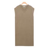 モカ | Vネックロングニットベスト ロングニット ベスト Vネック フレンチスリーブ | Pierrot