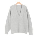 グレー | ふんわりシャギーVネックオーバーニット | Pierrot