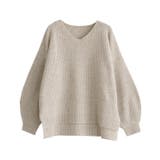 杢ベージュ | 選べるふんわりウォッシャブルボリューム袖ニット ニット セーター | Pierrot