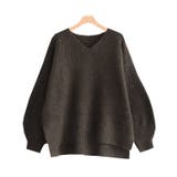 杢ブラウン | 選べるふんわりウォッシャブルボリューム袖ニット ニット セーター | Pierrot