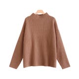 アーモンドピンク | ボトルネックオーバーリブニット ニット リブ | Pierrot