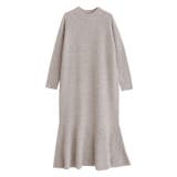 杢グレージュ | ふんわりウォッシャブル裾切り替えプチハイネックニットワンピース ワンピース ワン… | Pierrot