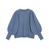 杢スモークブルー | ふんわりウォッシャブルパフスリーブニット ニット ウォッシャブル | Pierrot