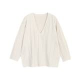 オフホワイト | ケーブル柄深Vネックニット ニット セーター | Pierrot