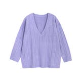 ラベンダー | ケーブル柄深Vネックニット ニット セーター | Pierrot