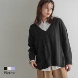 ケーブル柄深Vネックニット ニット セーター | Pierrot | 詳細画像1 