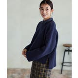 ネイビー | 選べる2ネッククロップド丈ニット ニット セーター | Pierrot