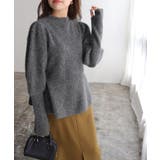 杢チャコール | ふんわりウォッシャブルサムホールペプラムニット ニット ペプラム | Pierrot