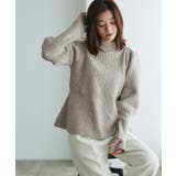 杢ベージュ | ふんわりウォッシャブルサムホールペプラムニット ニット ペプラム | Pierrot