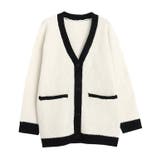 オフホワイト×ブラック | ダイヤ柄配色カーディガン カーディガン ニット | Pierrot