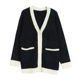 ブラック×オフホワイト | ダイヤ柄配色カーディガン カーディガン ニット | Pierrot